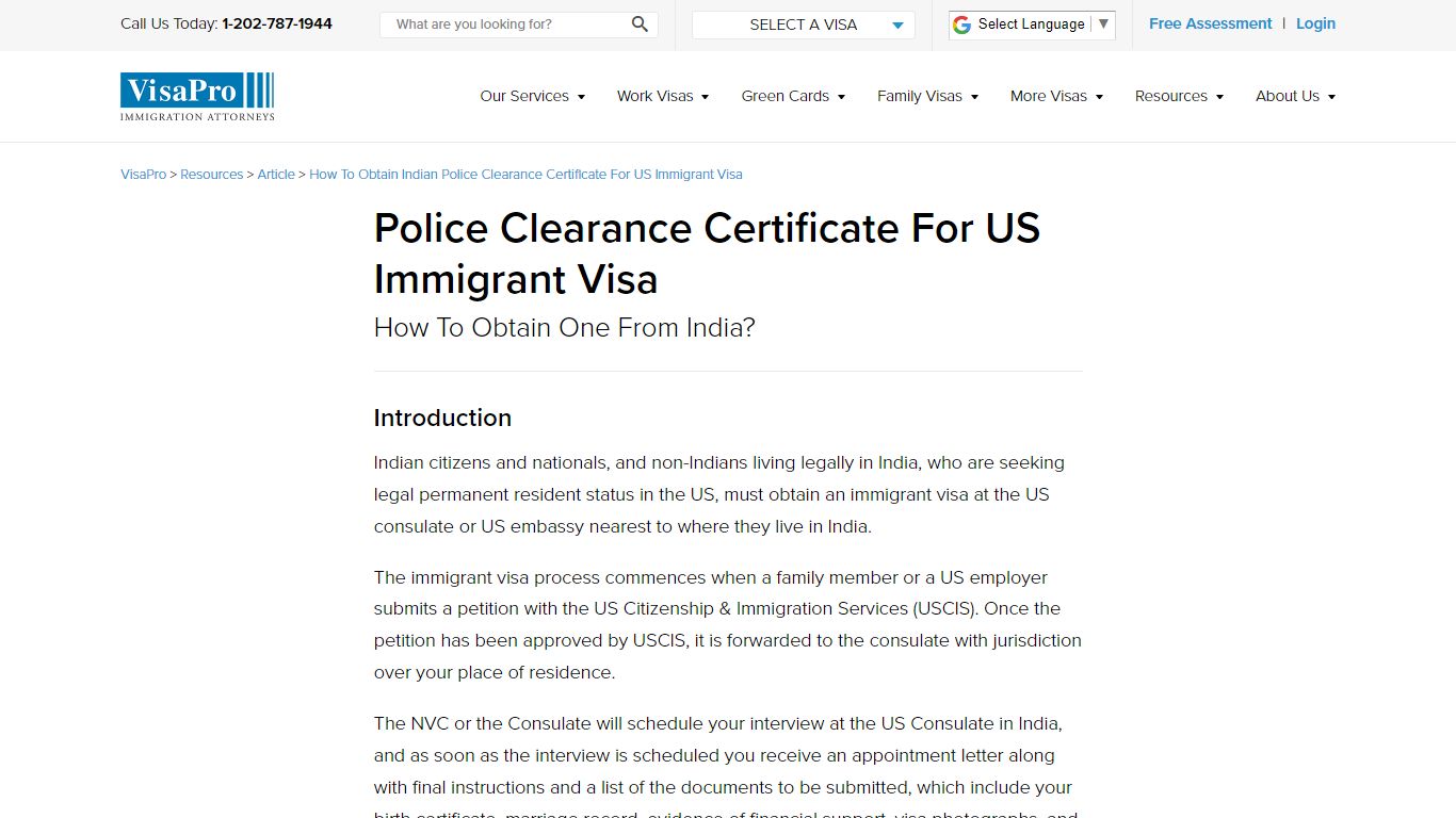 How To Obtain Police Clearance Certificate In India For US ... - VisaPro