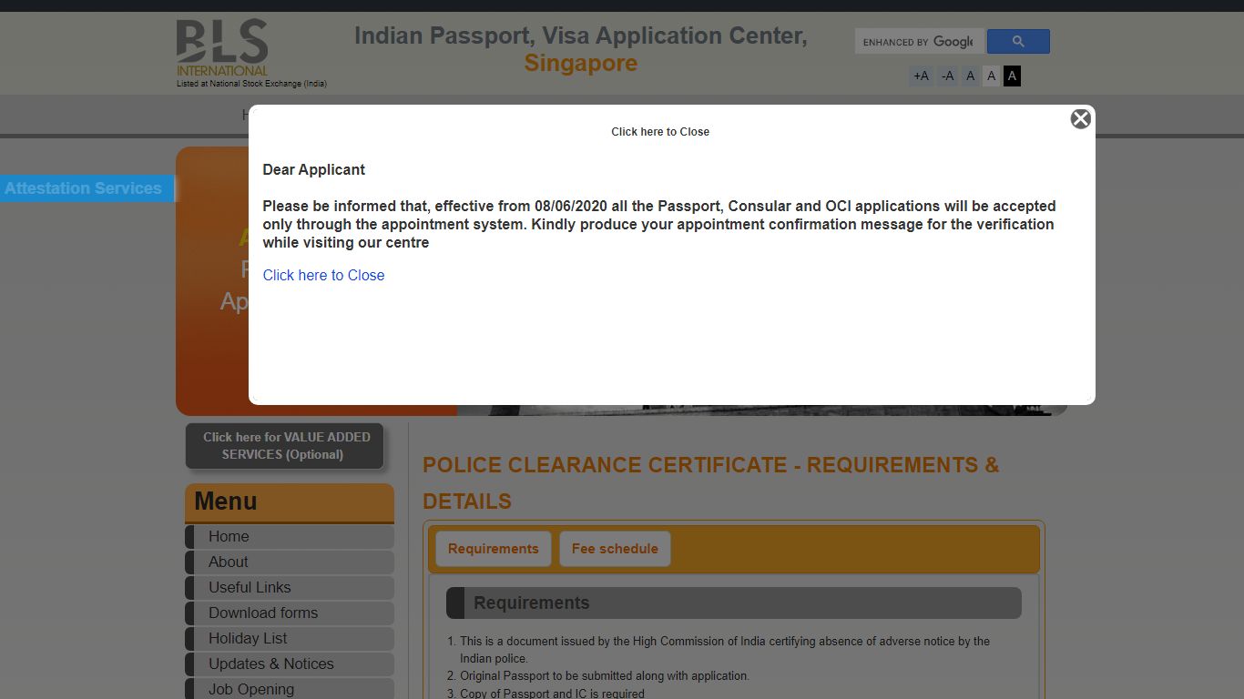 Police clearance certificate - requirements & details